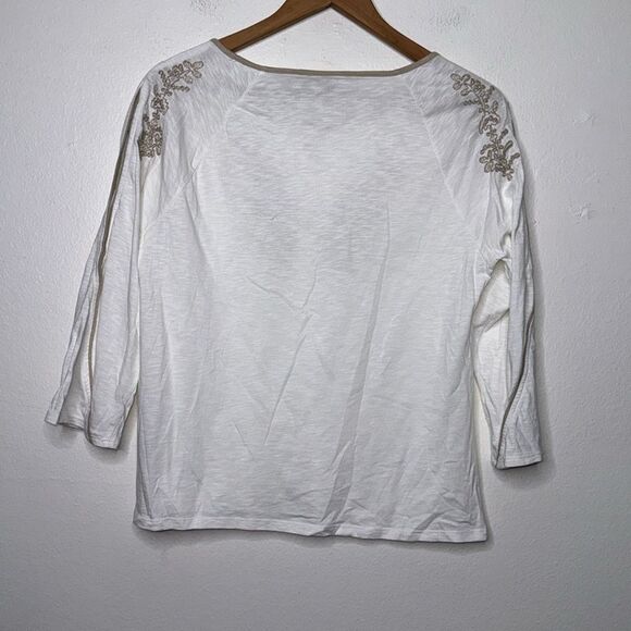CHICO White Tan Cream Cold Shoulder Top - Picture 2 of 10